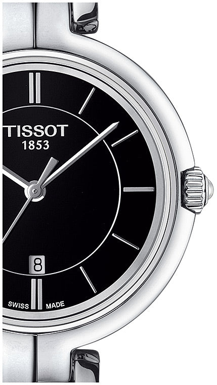 Tissot T Lady Flamingo Black Dial Black Leather Strap Watch For Women - T094.210.16.051.00 Buy Now By Tissot