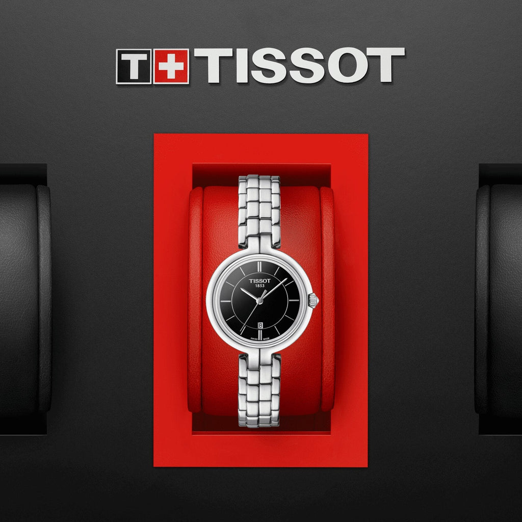 Tissot T Trend Flamingo Black Dial Silver Steel Strap Watch For Women - T094.210.11.051.00 Buy Now By Tissot