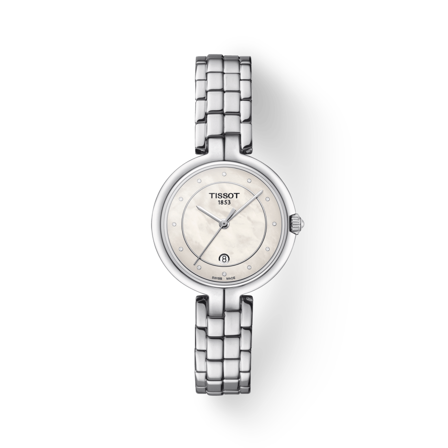 Tissot T Lady Flamingo Diamonds White Dial Silver Steel Strap Watch For Women - T094.210.11.116.01 Buy Now By Tissot