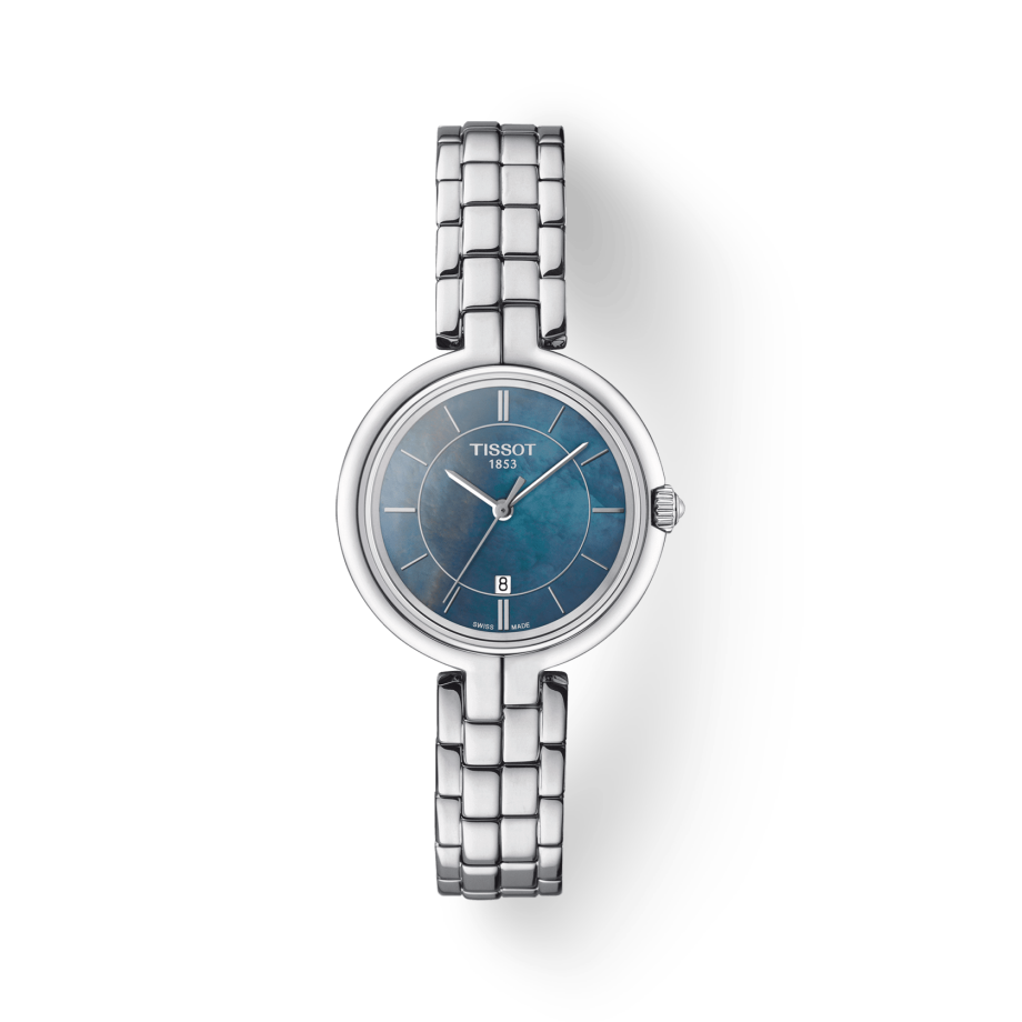 Tissot T Lady Flamingo Mother of Pearl Blue Dial Silver Steel Strap Watch For Women - T094.210.11.121.00 Buy Now By Tissot