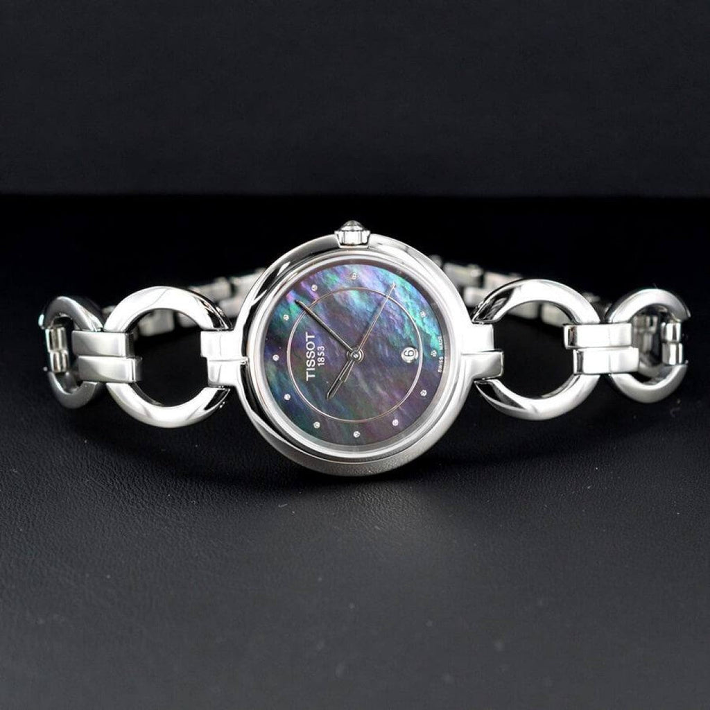 Tissot T Lady Flamingo Mother of Pearl Blue Dial Silver Steel Strap Watch for Women - T094.210.11.126.00 Buy Now By Tissot