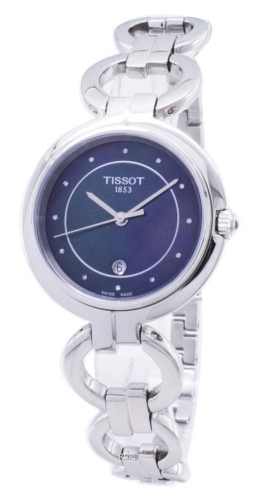 Tissot T Lady Flamingo Mother of Pearl Blue Dial Silver Steel Strap Watch for Women - T094.210.11.126.00 Buy Now By Tissot