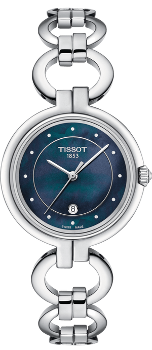 Tissot T Lady Flamingo Mother of Pearl Blue Dial Silver Steel Strap Watch for Women - T094.210.11.126.00 Buy Now By Tissot