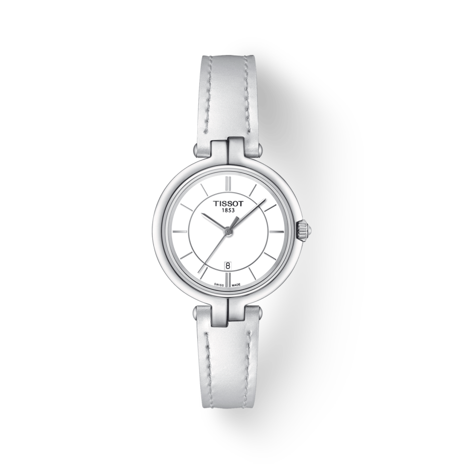 Tissot T Lady Flamingo White Dial White Leather Strap Watch For Women - T094.210.16.011.00 Buy Now By Tissot