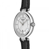 Tissot T Lady Flamingo Mother of Pearl White Dial Black Leather Strap Watch for Women - T094.210.16.111.00 Buy Now By Tissot