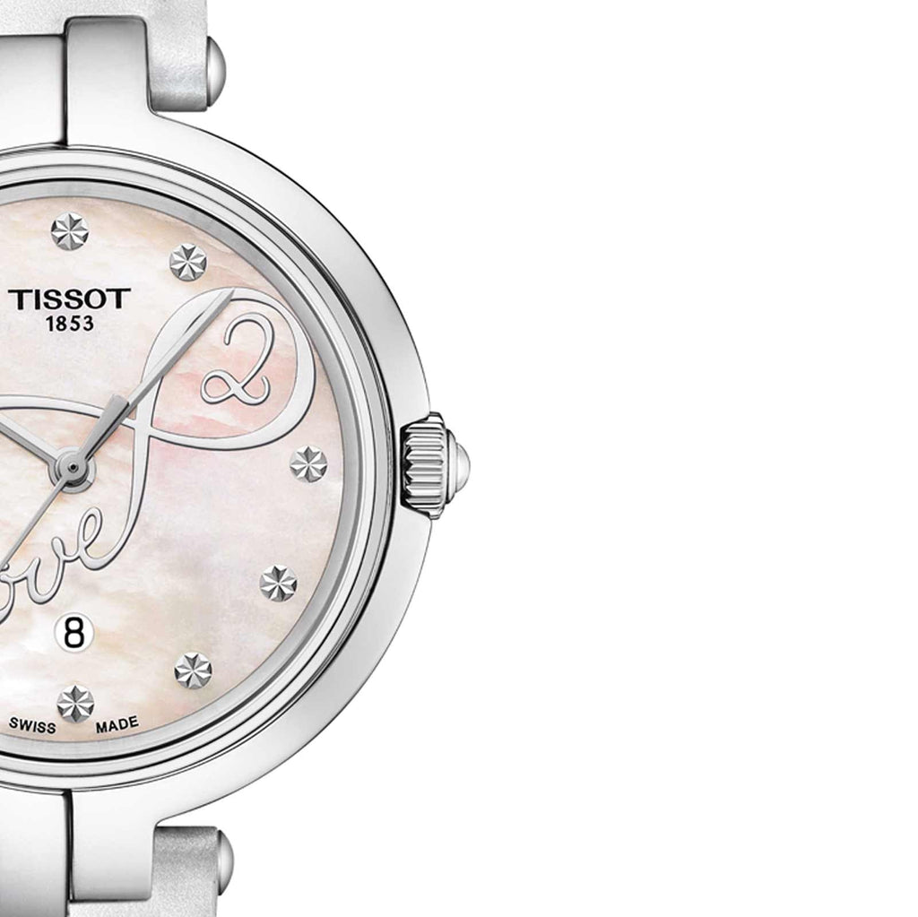 Tissot T Trend Flamingo Valentines Mother of Pearl White Dial White Leather Strap Watch For Women - T094.210.16.111.01 Buy Now By Tissot