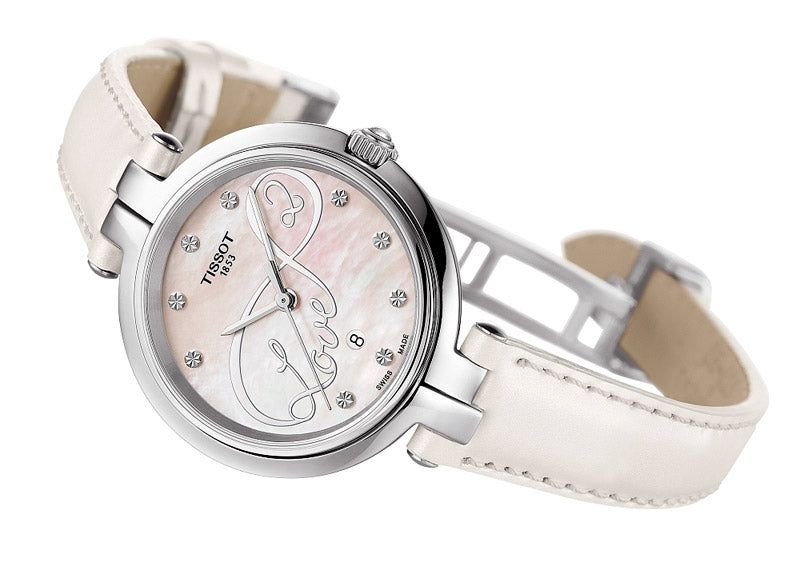 Tissot T Trend Flamingo Valentines Mother of Pearl White Dial White Leather Strap Watch For Women - T094.210.16.111.01 Buy Now By Tissot