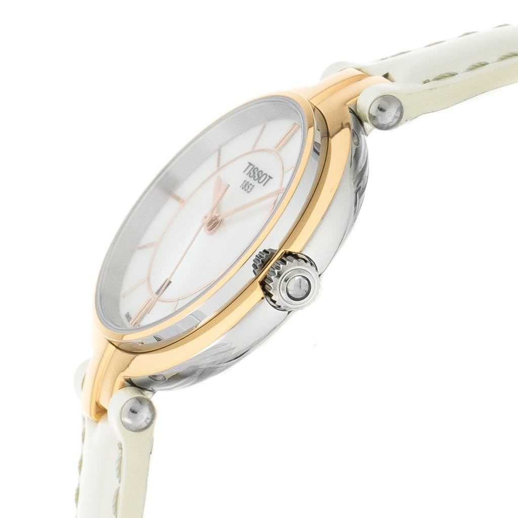 Tissot T Lady Flamingo Mother of Pearl White Dial White Leather Strap Watch For Women - T094.210.26.111.01 Buy Now By Tissot