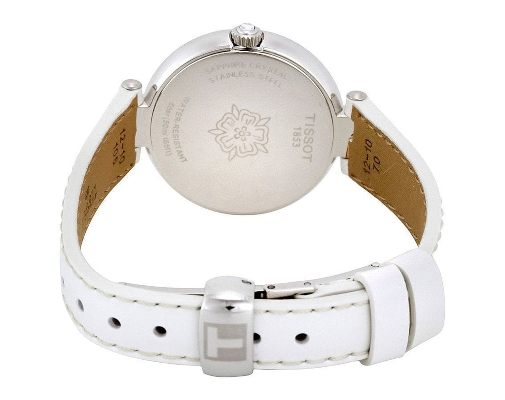 Tissot T Lady Flamingo Mother of Pearl White Dial White Leather Strap Watch For Women - T094.210.26.111.01 Buy Now By Tissot