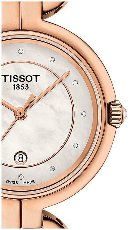 Tissot T Lady Flamingo Mother of Pearl Dial Rose Gold Steel Strap Watch for Women - T094.210.33.116.01 Buy Now By Tissot