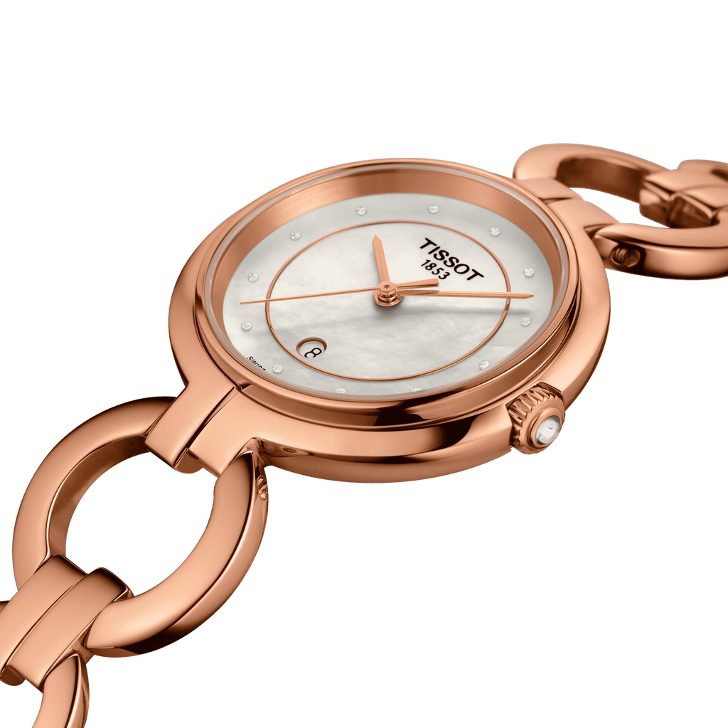 Tissot T Lady Flamingo Mother of Pearl Dial Rose Gold Steel Strap Watch for Women - T094.210.33.116.01 Buy Now By Tissot