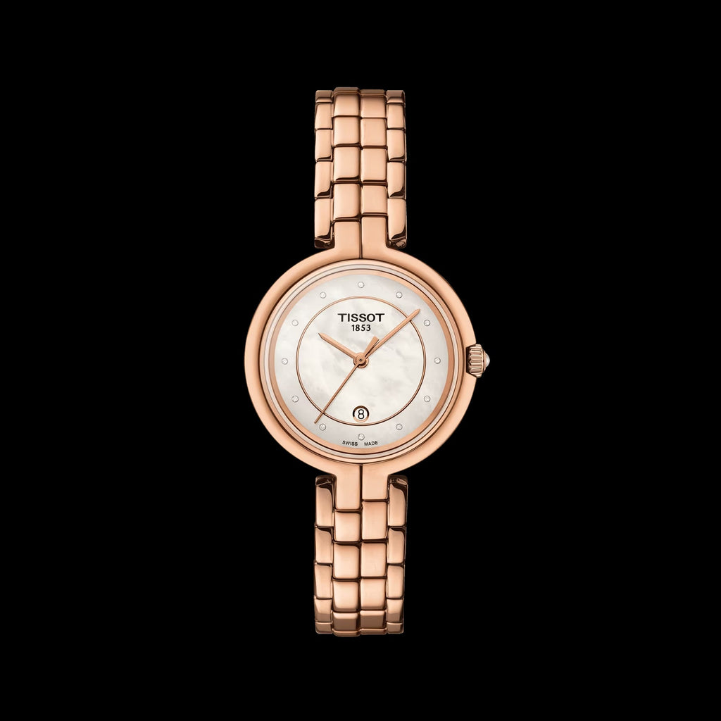 Tissot T Lady Flamingo Mother of Pearl Dial Rose Gold Steel Strap Watch For Women - T094.210.33.116.02 Buy Now By Tissot