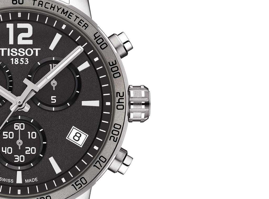 Tissot Quickster Chronograph Black Dial Silver Steel Strap Watch For Men - T095.417.11.067.00 Buy Now By Tissot