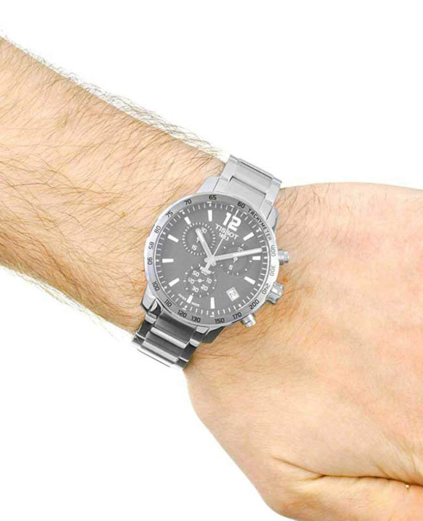 Tissot Quickster Chronograph Black Dial Silver Steel Strap Watch For Men - T095.417.11.067.00 Buy Now By Tissot