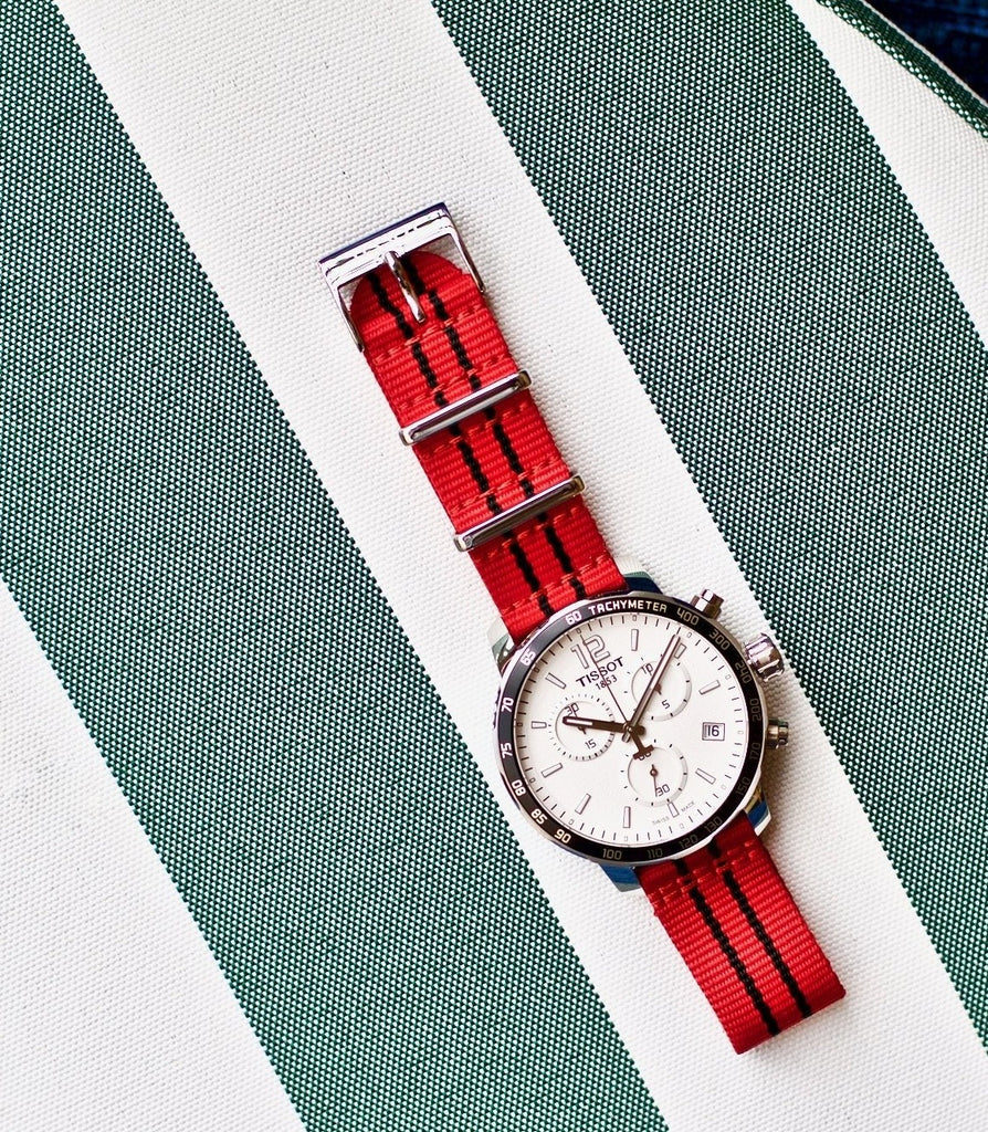 Tissot Quickster Chronograph NBA Chicago Bulls White Dial Red NATO Strap Watch For Men - T095.417.17.037.04 Buy Now By Tissot