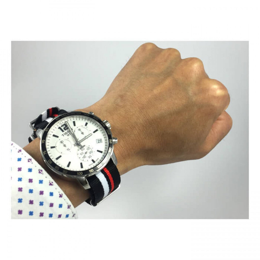 Tissot Quickster Chronograph NBA Toronto Raptors White Dial Two Tone NATO Strap Watch for Men - T095.417.17.037.16 Buy Now By Tissot