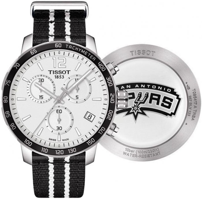 Tissot Quickster Chronograph NBA San Antonio Spurs Edition White Dial Two Tone NATO Strap Watch for Men - T095.417.17.037.07 Buy Now By Tissot