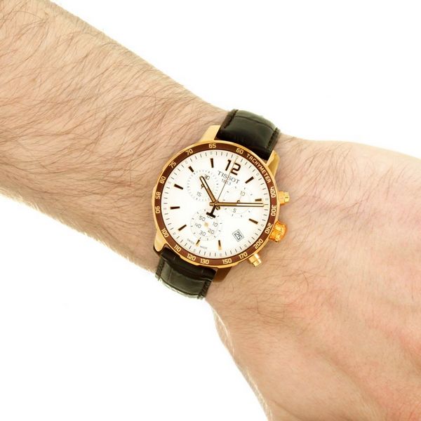 Tissot Quickster Chronograph 42mm White Dial Brown Leather Strap Watch For Men - T095.417.36.037.00 Buy Now By Tissot