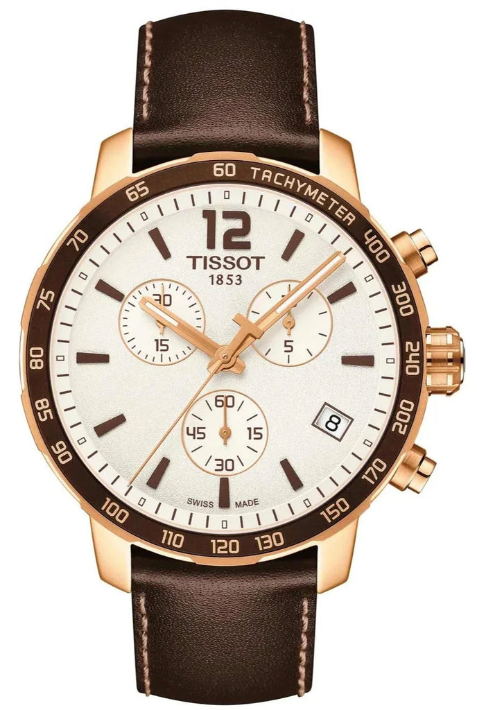 Tissot Quickster Chronograph White Dial Brown Leather Strap Watch For Men - T095.417.36.037.02 Buy Now By Tissot