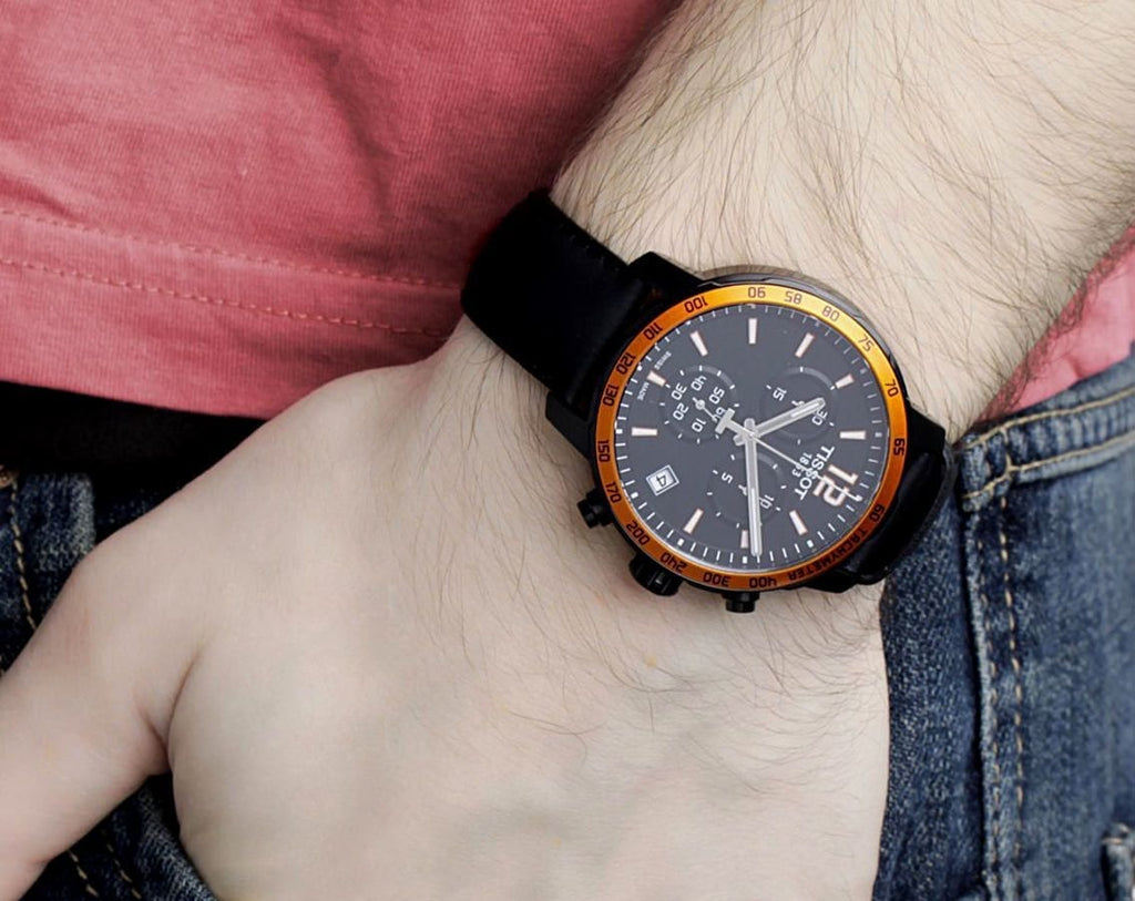 Tissot T Sport Quickster Chronograph Black Dial Black Rubber Strap Watch For Men - T095.417.36.057.01 Buy Now By Tissot