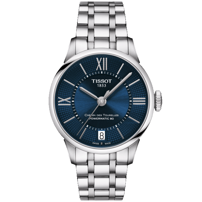Tissot Chemin Des Tourelles Powermatic 80 Lady Blue Dial Silver Steel Strap Watch For Women - T099.207.11.048.00 Buy Now By Tissot