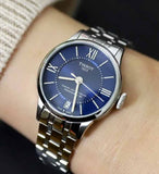 Tissot Chemin Des Tourelles Powermatic 80 Lady Blue Dial Silver Steel Strap Watch For Women - T099.207.11.048.00 Buy Now By Tissot