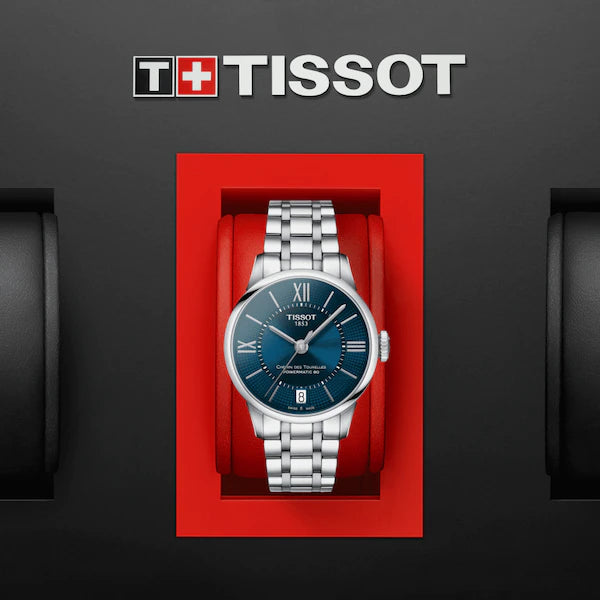 Tissot Chemin Des Tourelles Powermatic 80 Lady Blue Dial Silver Steel Strap Watch For Women - T099.207.11.048.00 Buy Now By Tissot