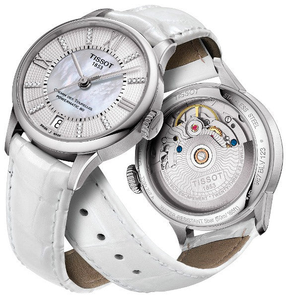 Tissot Chemin Des Tourelles Powermatic 80 Lady White Dial White Leather Strap Watch For Women - T099.207.16.116.00 Buy Now By Tissot