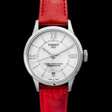 Tissot Chemin Des Tourelles Automatic Mother of Pearl White Dial Red Leather Strap Watch For Women - T099.207.16.118.00 Buy Now By Tissot