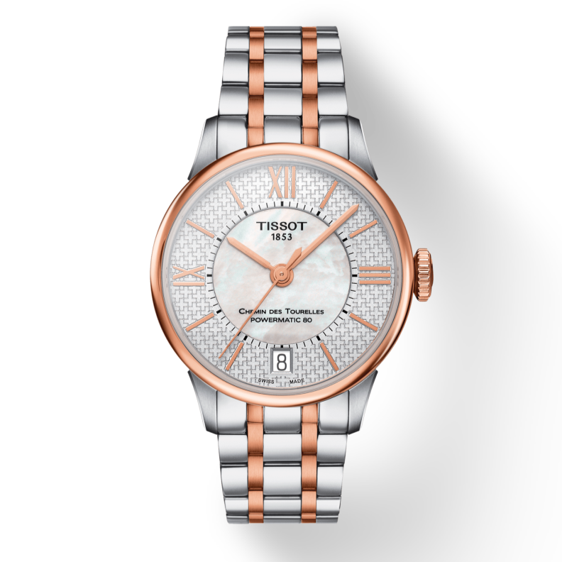 Tissot Chemin Des Tourelles Powermatic 80 Helvetic Price Lady Silver Dial Two Tone Steel Strap Watch For Women - T099.207.22.118.01 Buy Now By Tissot
