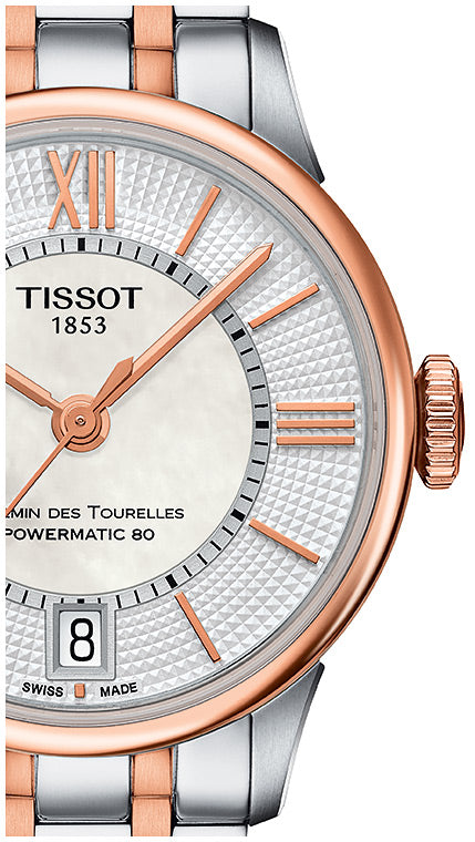 Tissot Chemin Des Tourelles Powermatic 80 Helvetic Price Lady Silver Dial Two Tone Steel Strap Watch For Women - T099.207.22.118.01 Buy Now By Tissot