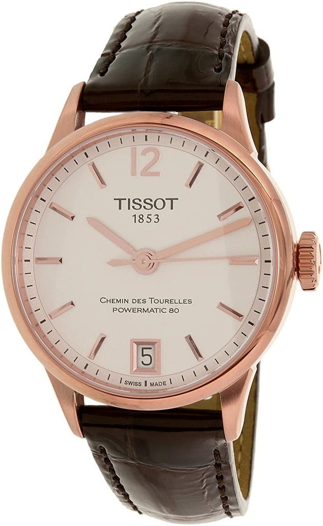 Tissot Chemin Des Tourelles Powermatic 80 Lady Silver Dial Brown Leather Strap Watch For Women - T099.207.36.037.00 Buy Now By Tissot