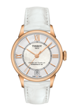 Tissot Chemin Des Tourelles Powermatic 80 Lady Silver Dial White Leather Strap Watch For Women - T099.207.36.118.00 Buy Now By Tissot