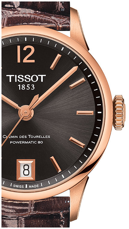 Tissot Chemin Des Tourelles Powermatic 80 Lady Brown Dial Brown Leather Strap Watch For Women - T099.207.36.447.00 Buy Now By Tissot