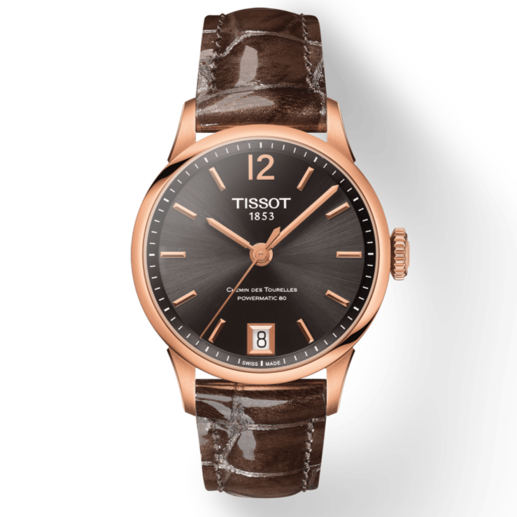 Tissot Chemin Des Tourelles Powermatic 80 Lady Brown Dial Brown Leather Strap Watch For Women - T099.207.36.447.00 Buy Now By Tissot