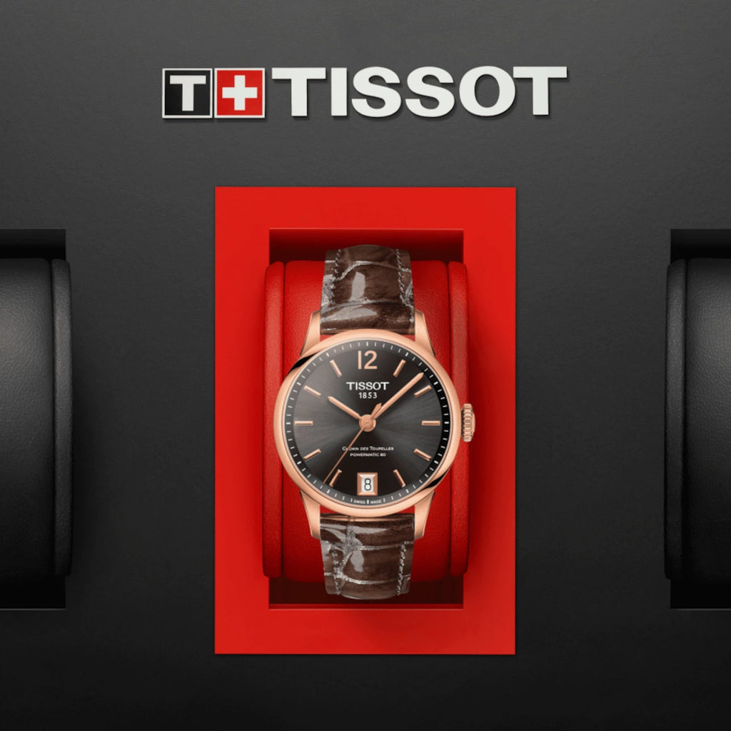 Tissot Chemin Des Tourelles Powermatic 80 Lady Brown Dial Brown Leather Strap Watch For Women - T099.207.36.447.00 Buy Now By Tissot