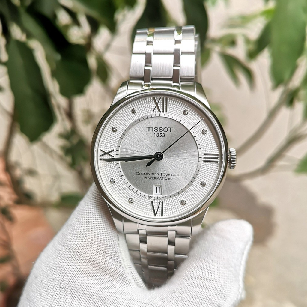 Tissot Chemin Des Tourelles Powermatic 80 Diamonds Silver Dial Silver Steel Strap Watch for Men - T099.407.11.033.00 Buy Now By Tissot