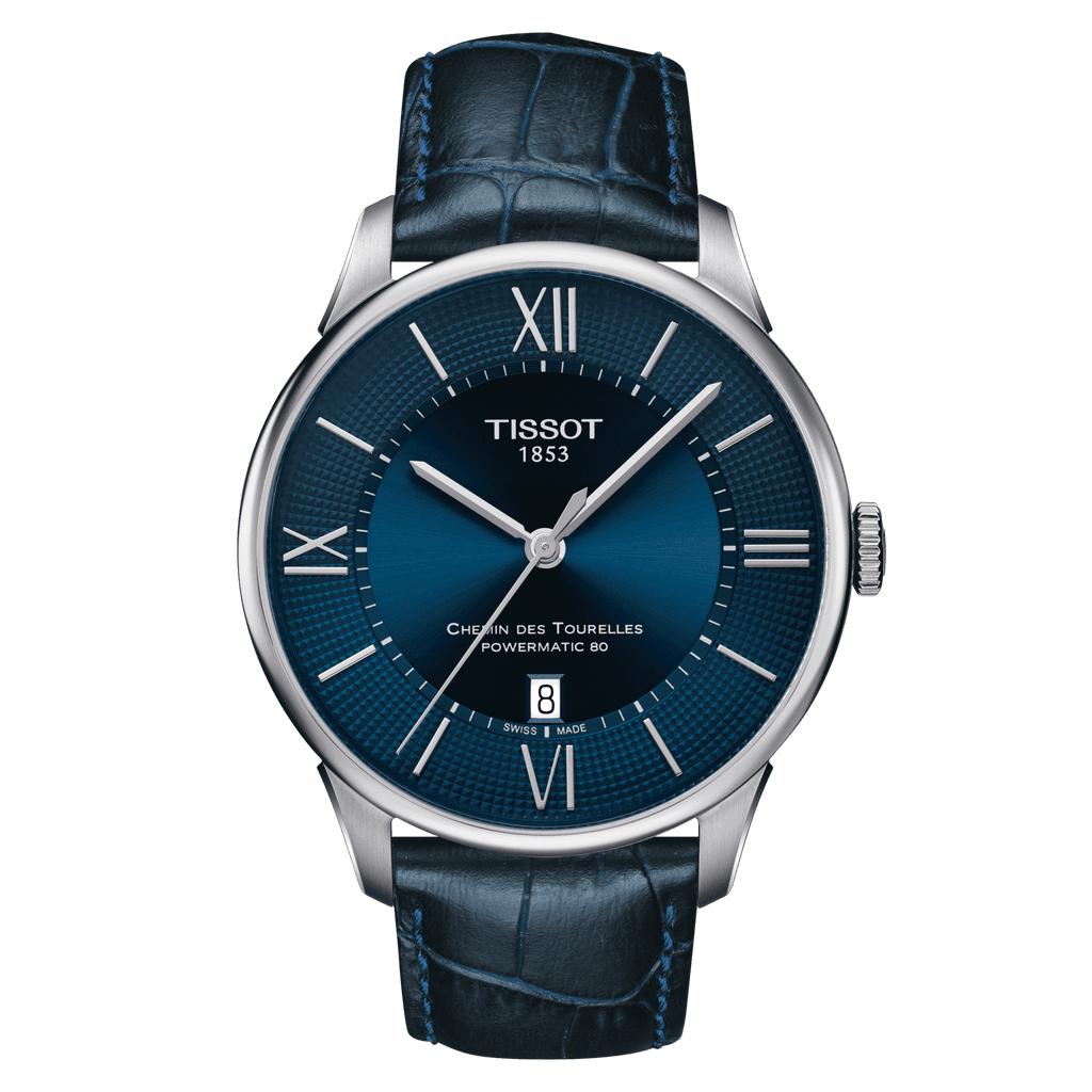 Tissot Chemin Des Tourelles Powermatic 80 Blue Dial Blue Leather Strap Watch for Men - T099.407.16.048.00 Buy Now By Tissot