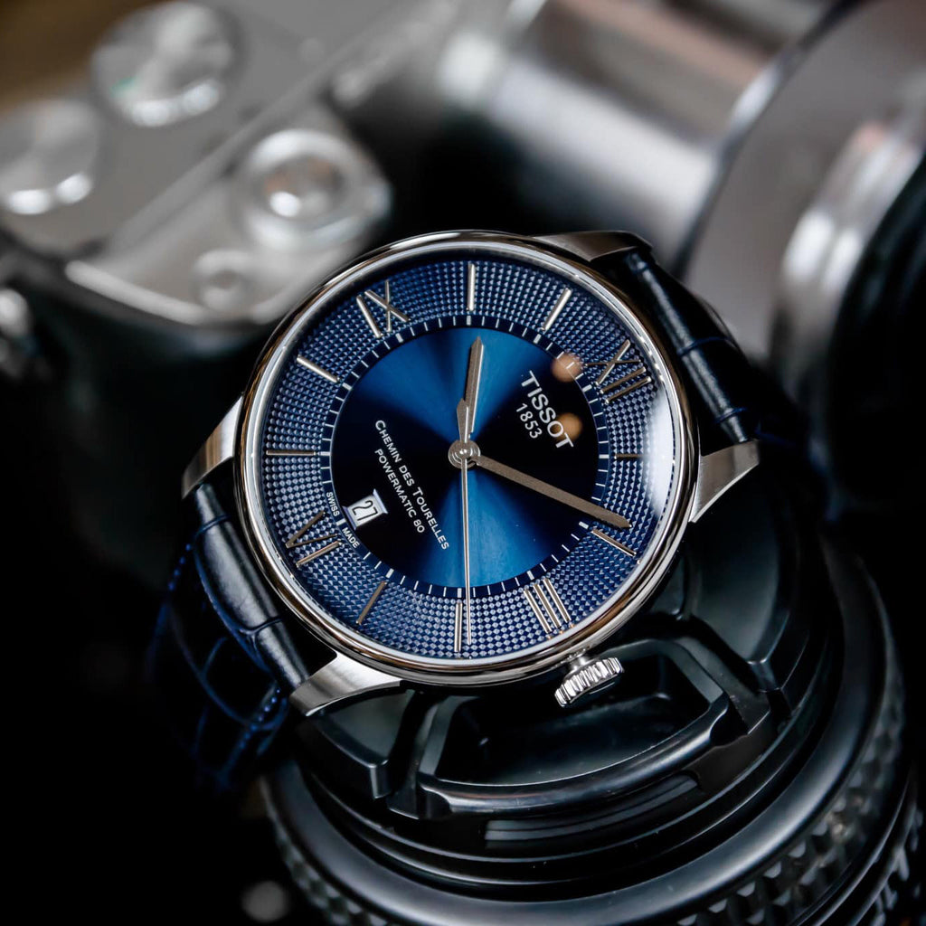 Tissot Chemin Des Tourelles Powermatic 80 Blue Dial Blue Leather Strap Watch for Men - T099.407.16.048.00 Buy Now By Tissot