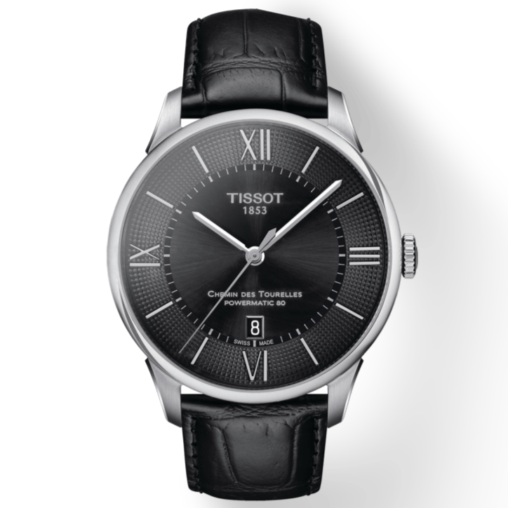 Tissot Chemin Des Tourelles Powermatic 80 Black Dial Black Leather Strap Watch For Men - T099.407.16.058.00 Buy Now By Tissot