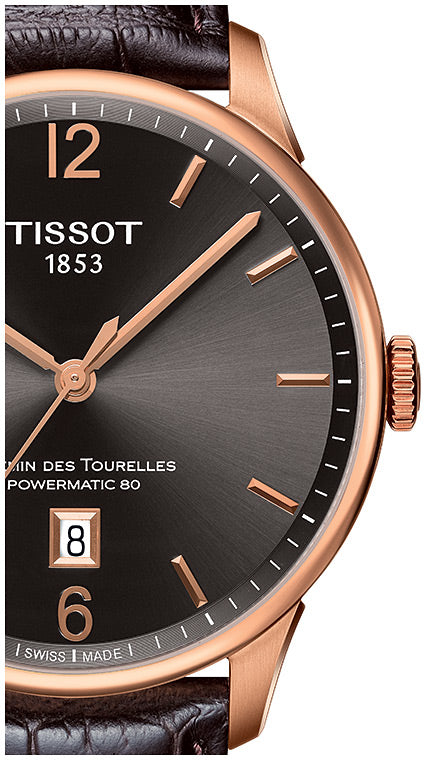 Tissot T Classic Chemin Des Tourelles Powermatic 80 Brown Dial Brown Leather Strap Watch for Men - T099.407.36.447.00 Buy Now By Tissot