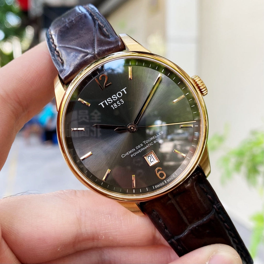 Tissot T Classic Chemin Des Tourelles Powermatic 80 Brown Dial Brown Leather Strap Watch for Men - T099.407.36.447.00 Buy Now By Tissot