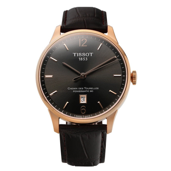 Tissot T Classic Chemin Des Tourelles Powermatic 80 Brown Dial Brown Leather Strap Watch for Men - T099.407.36.447.00 Buy Now By Tissot