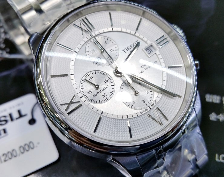 Tissot Chemin des Tourelles Automatic Chronograph White Dial Silver Steel Strap Watch for Men - T099.427.11.038.00 Buy Now By Tissot