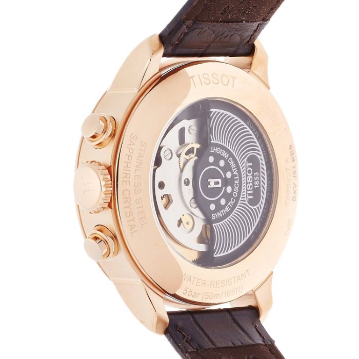 Tissot Des Tourelles Chronograph Silver Dial Brown Leather Strap Watch For Men - T099.427.36.038.00 Buy Now By Tissot