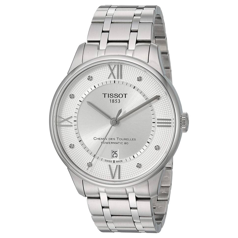 Tissot Chemin Des Tourelles Powermatic 80 Diamonds Silver Dial Silver Steel Strap Watch for Men - T099.407.11.033.00 Buy Now By Tissot
