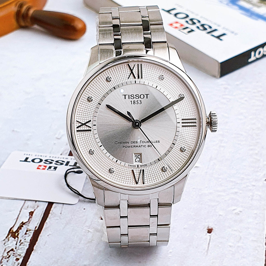 Tissot Chemin Des Tourelles Powermatic 80 Diamonds Silver Dial Silver Steel Strap Watch for Men - T099.407.11.033.00 Buy Now By Tissot