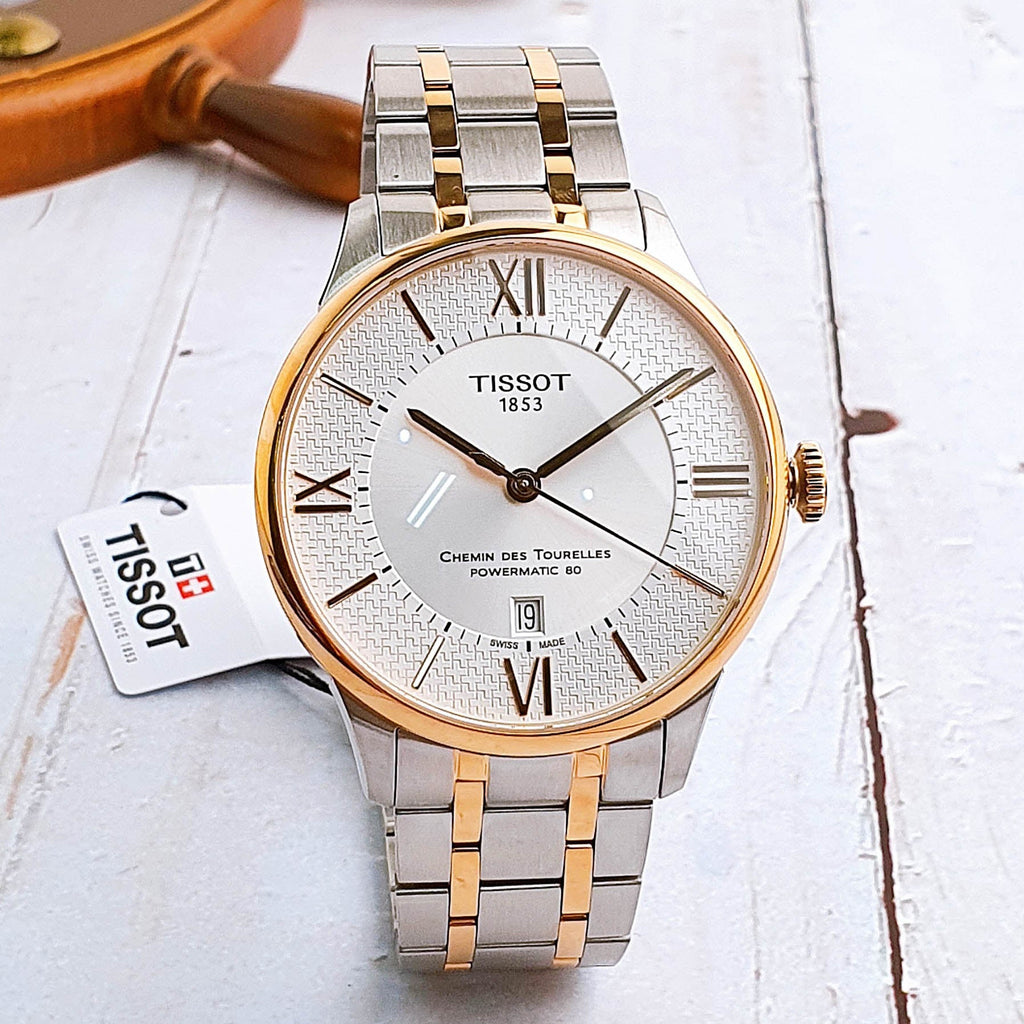 Tissot Chemin des Tourelles Powermatic 80 Helvetic Pride Silver Dial Two Tone Steel Strap Watch for Men - T099.407.22.038.01 Buy Now By Tissot