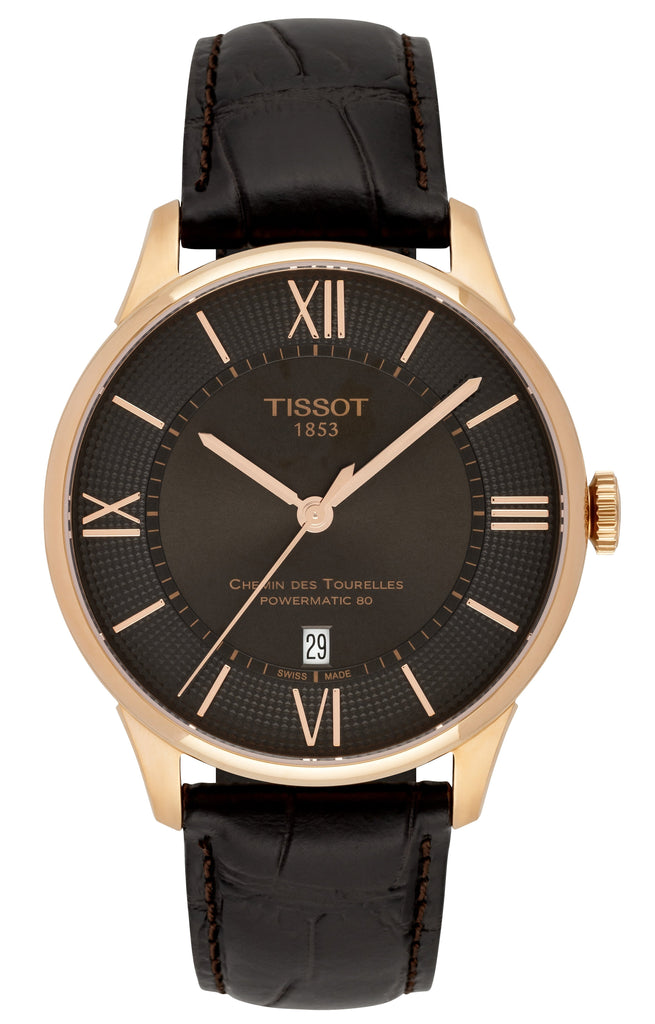 Tissot Chemin des Tourelles Powermatic 80 Brown Dial Brown Leather Strap Watch for Men - T099.407.36.448.00 Buy Now By Tissot