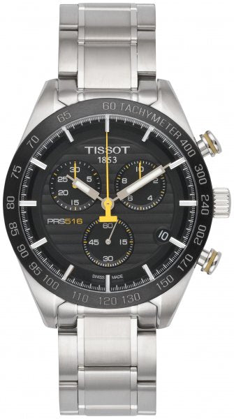 Tissot PRS 516 Chronograph Black Dial Silver Steel Strap Watch For Men - T100.417.11.051.00 Buy Now By Tissot